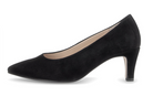 Gabor Pointed Toe Black Suede Court Shoe 3014.01 001