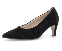 Load image into Gallery viewer, Gabor Pointed Toe Black Suede Court Shoe 3014.01 001