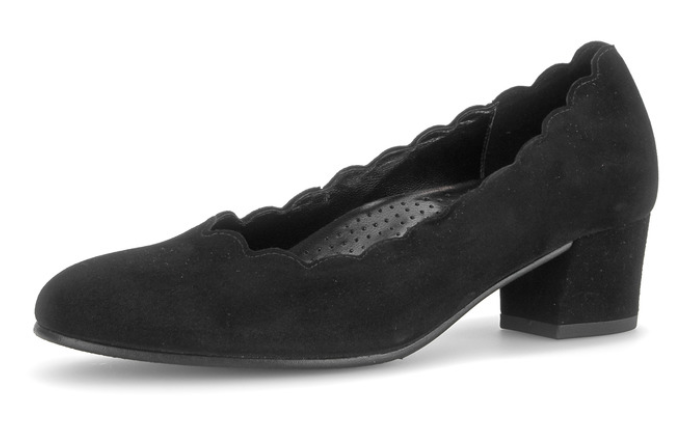 Gabor Black Suede Block Heel Shoe 3006.01 001