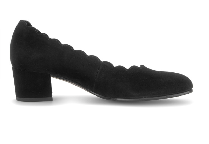 Gabor Black Suede Block Heel Shoe 3006.01 001