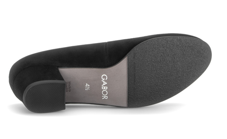 Gabor Black Suede Block Heel Shoe 3006.01 001