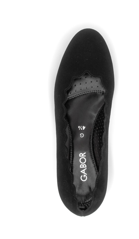 Gabor Black Suede Block Heel Shoe 3006.01 001