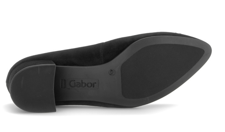 Gabor Black Suede Block Heel Shoe 3015.02 001