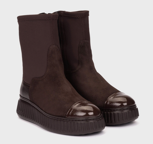Wonders Dark Brown Stretch Boots A-5207 Testa