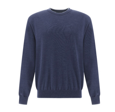 Paul&Shark | Wool & Lyocell Crew Knit in Versilla Blue | 16311047 635