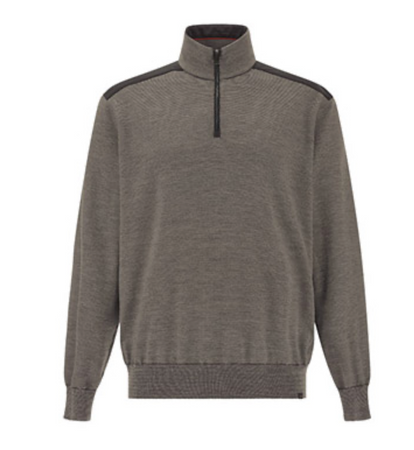 Paul&Shark | Brown 1/2 Zip Wool Knit with Contrast Shoulders | 16311154 533