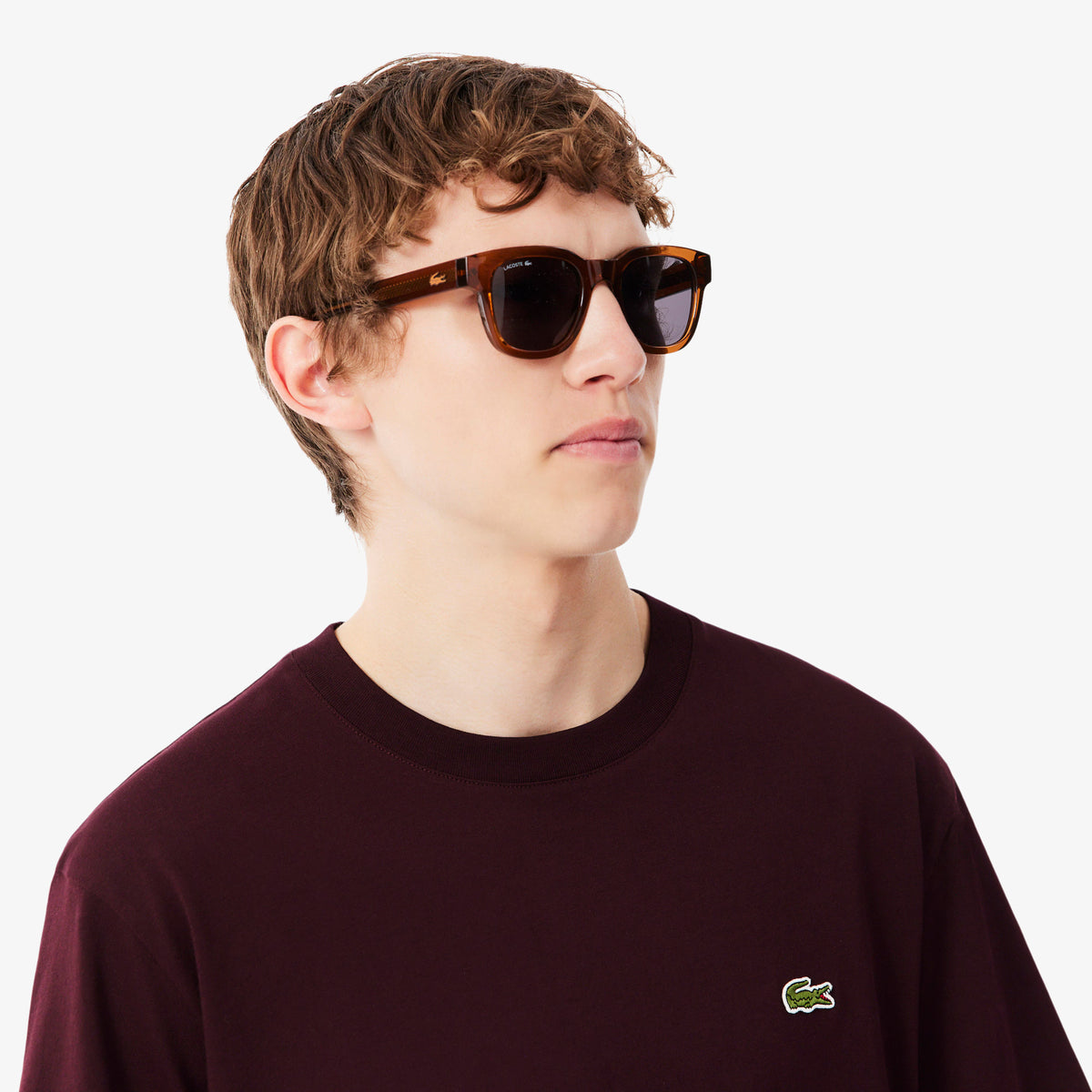 Lacoste Burgundy Cotton Tee TH7318 3KE
