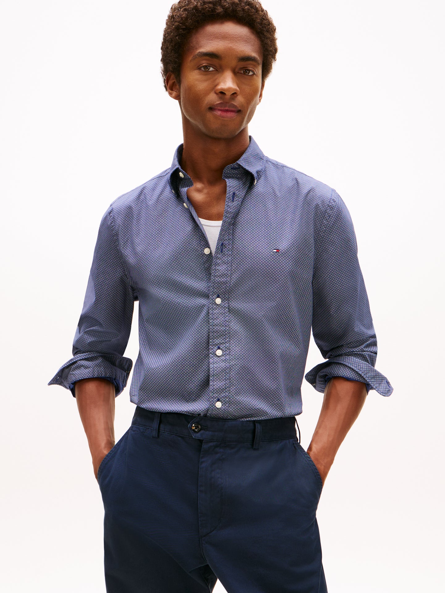Tommy Hilfiger Navy Print Shirt mw0mw40455 0GZ