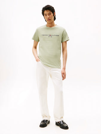 Tommy Hilfiger | Slim Fit Logo Tee in Sage Green | mw0mw11797 L9a