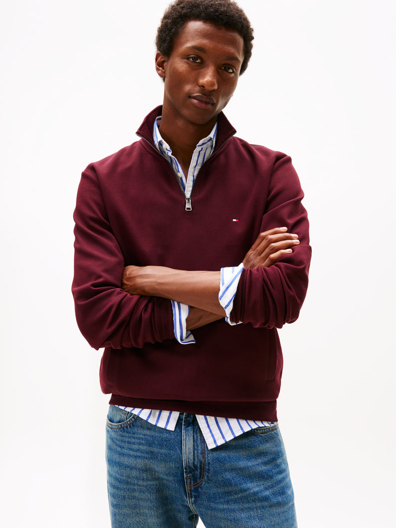 Tommy Hilfiger Burgundy 1/2 Zip Sweat mw0mw36510 xih