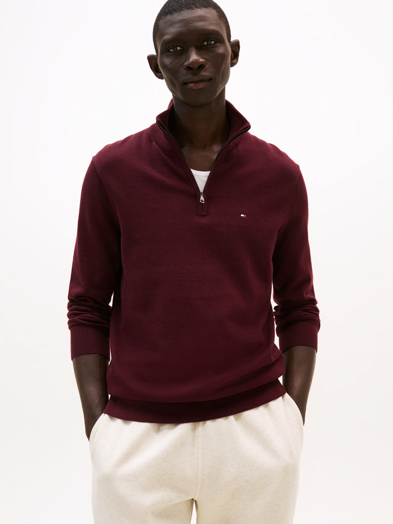 Tommy Hilfiger Burgundy 1/2 Zip Knit mw0mw37331 xih