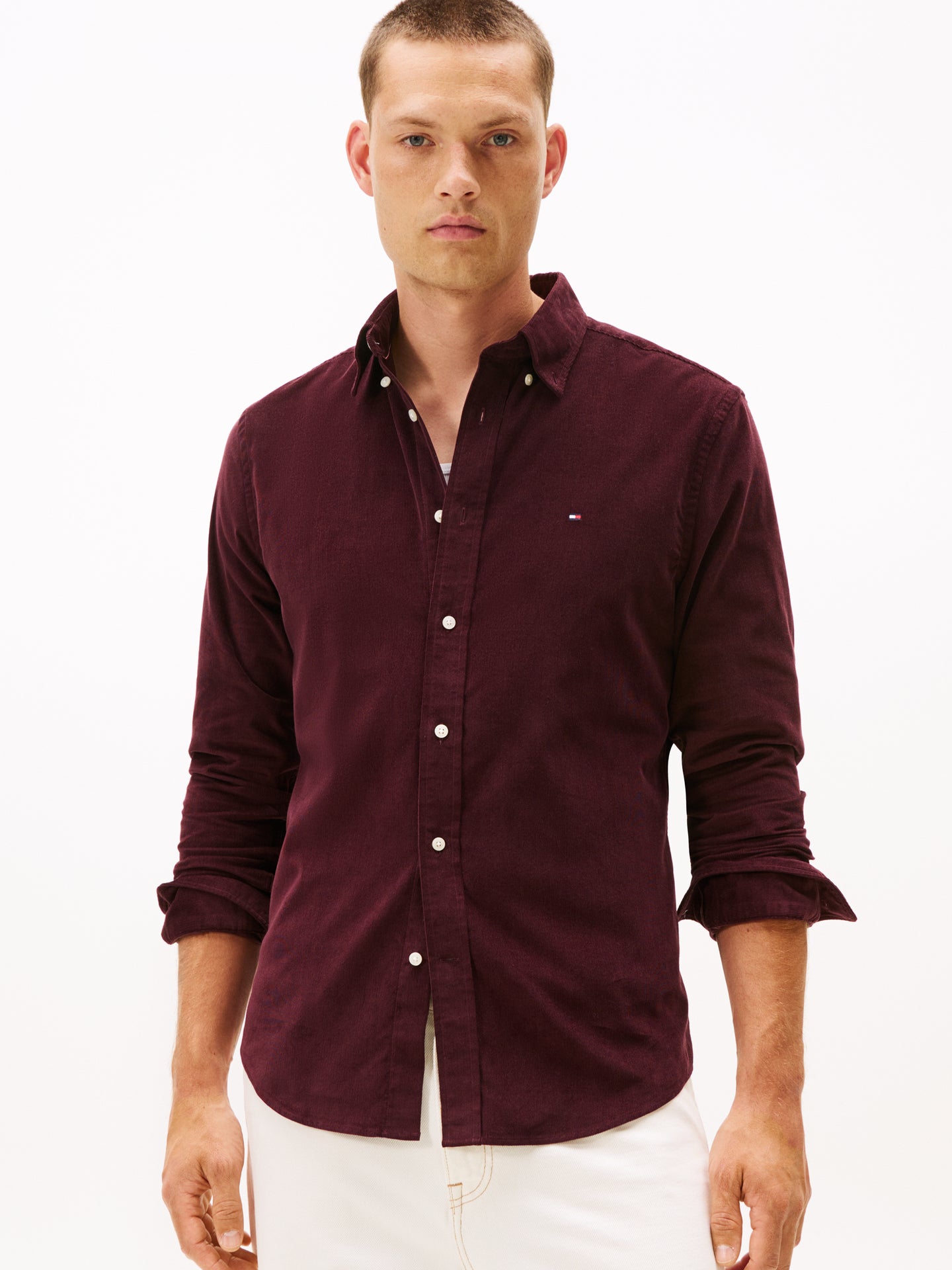 Tommy Hilfiger Burgundy Cord Shirt mw0mw40486 xih
