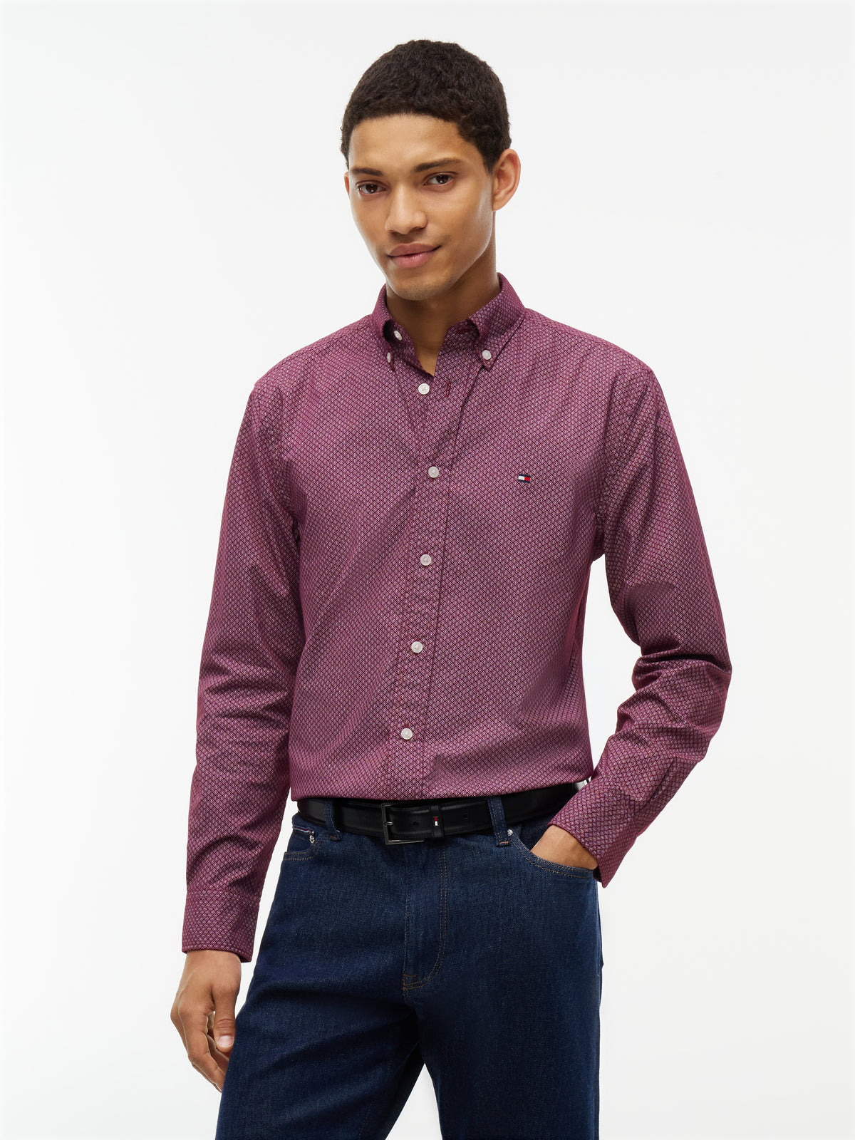 Tommy Hilfiger Burgundy Print Shirt MW0MN44580 0KP