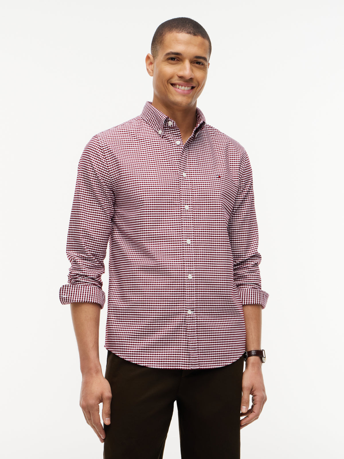 Tommy Hilfiger Burgundy Gingham Shirt MW0MW36395 0QJ
