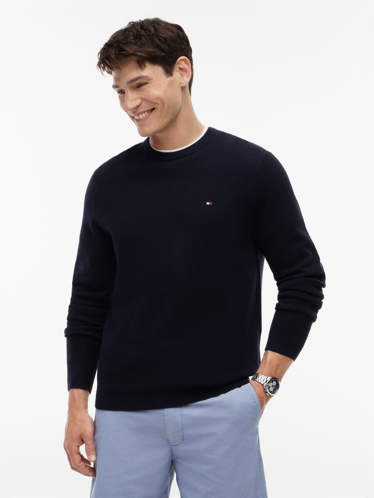 Tommy Hilfiger Navy Structure Crew MW0MW36347 dw5