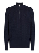 Tommy Hilfiger Navy Cable Zip Knit MW0MW36532 dw5