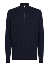 Load image into Gallery viewer, Tommy Hilfiger Navy Cable Zip Knit MW0MW36532 dw5