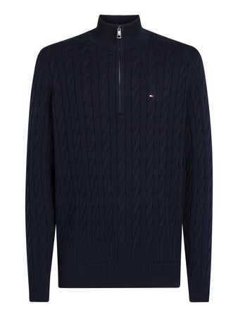 Tommy Hilfiger Navy Cable Zip Knit MW0MW36532 dw5