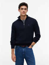 Load image into Gallery viewer, Tommy Hilfiger Navy Cable Zip Knit MW0MW36532 dw5