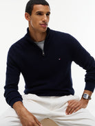 Tommy Hilfiger Navy Structure Zip Knit MW0MW44760 dw5
