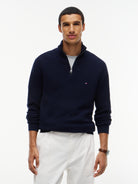 Tommy Hilfiger Navy Structure Zip Knit MW0MW44760 dw5