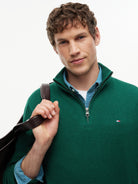 Tommy Hilfiger Green Zip Jumper MW0MW28049 mq7