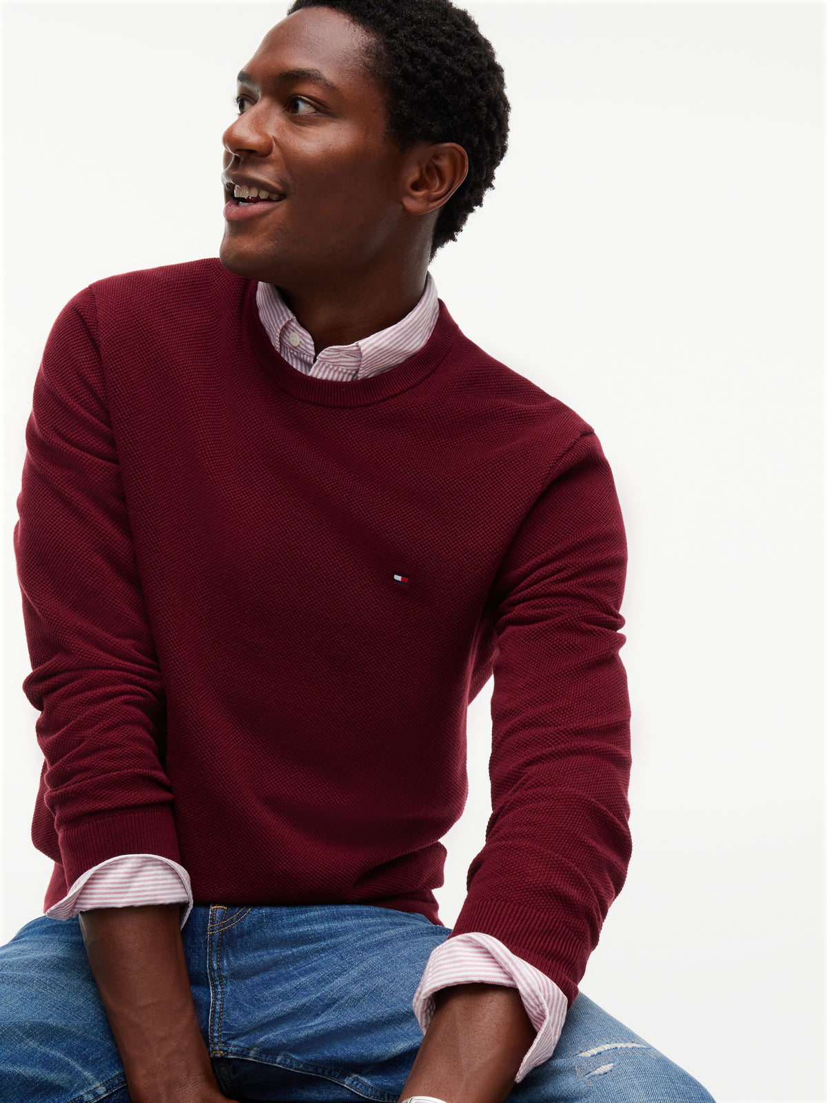 Tommy Hilfiger Burgundy Structure Crew MW0MW36347 vlp