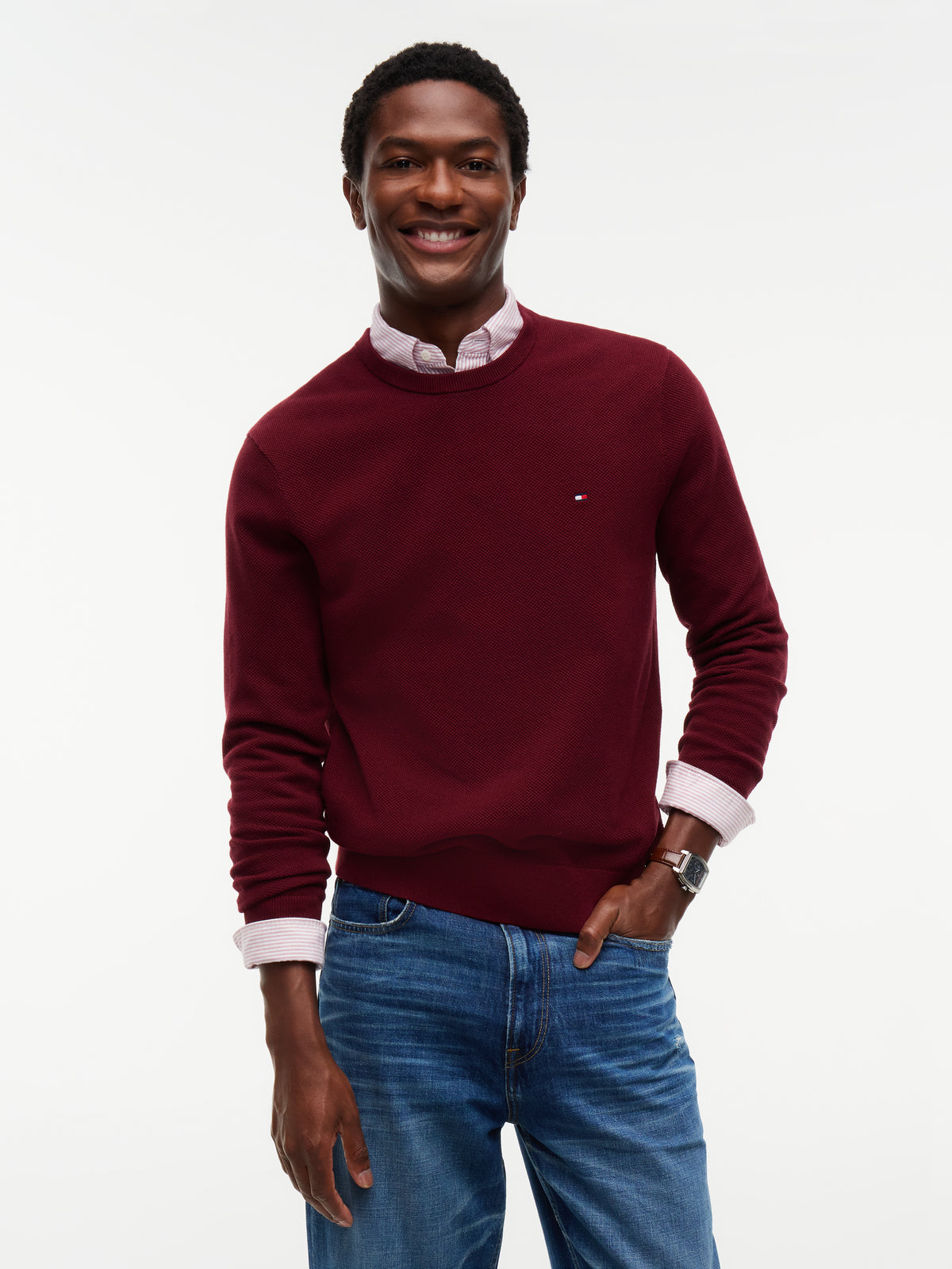 Tommy Hilfiger Burgundy Structure Crew MW0MW36347 vlp