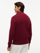Tommy Hilfiger Burgundy Cable Zip Knit MW0MW36532 vlp