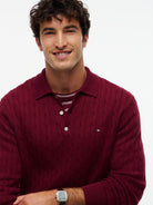 Tommy Hilfiger Burgundy Long Sleeve Polo MW0MW41955 vlp