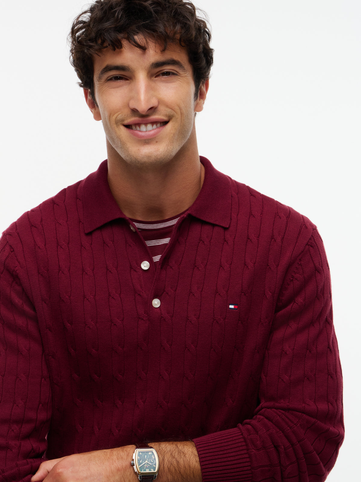 Tommy Hilfiger Burgundy Long Sleeve Polo MW0MW41955 vlp