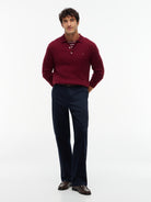 Tommy Hilfiger Burgundy Long Sleeve Polo MW0MW41955 vlp