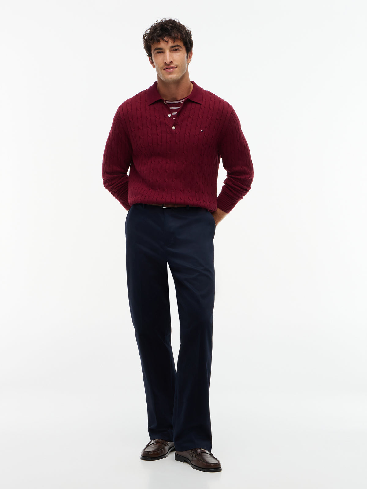 Tommy Hilfiger Burgundy Long Sleeve Polo MW0MW41955 vlp