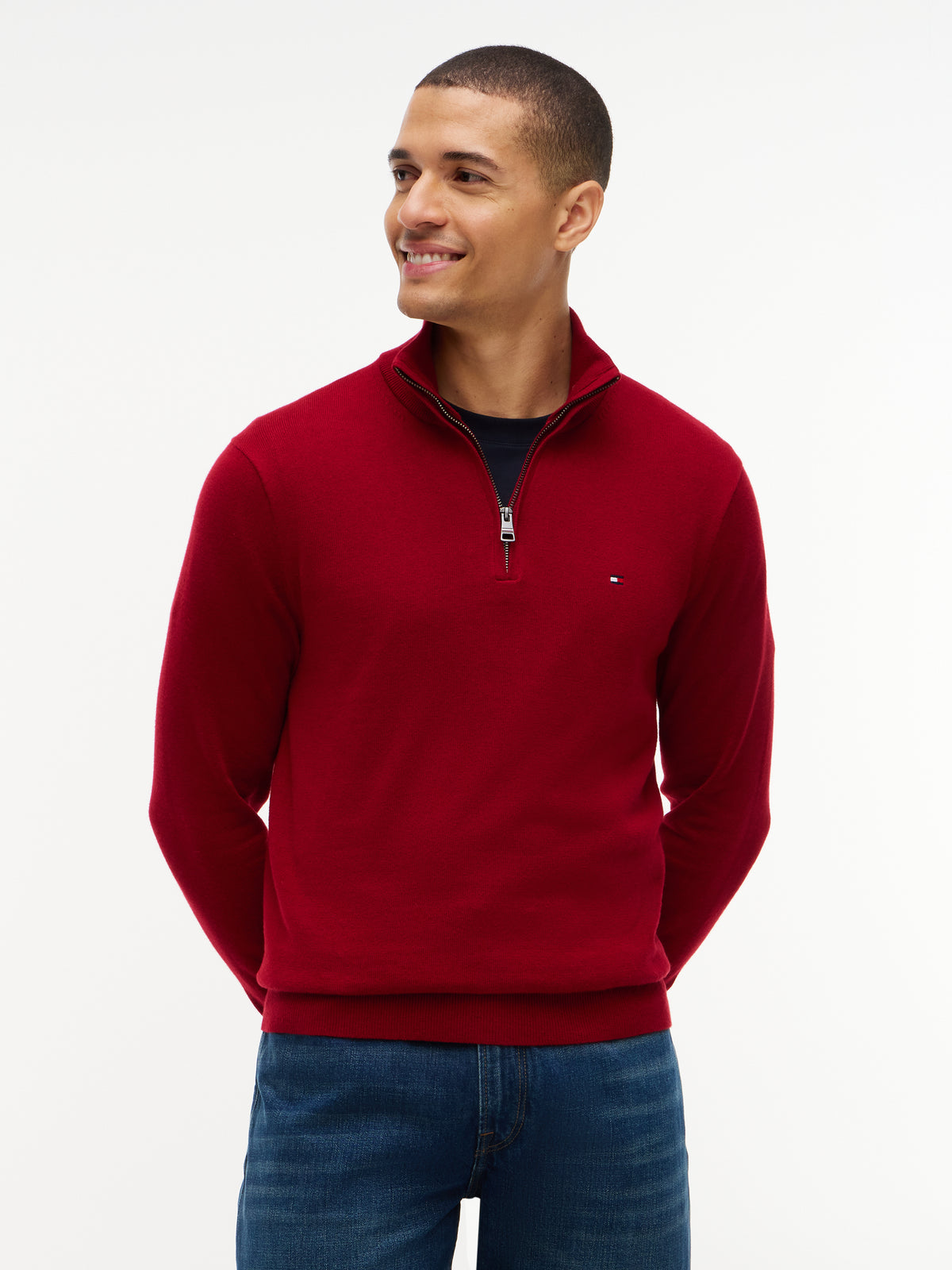 Tommy Hilfiger Regatta Red Zip Jumper MW0MW28049 XIT