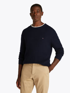 Tommy Hilfiger | Structure Cotton Crew Knit in Navy | MW0MW38600 dw5