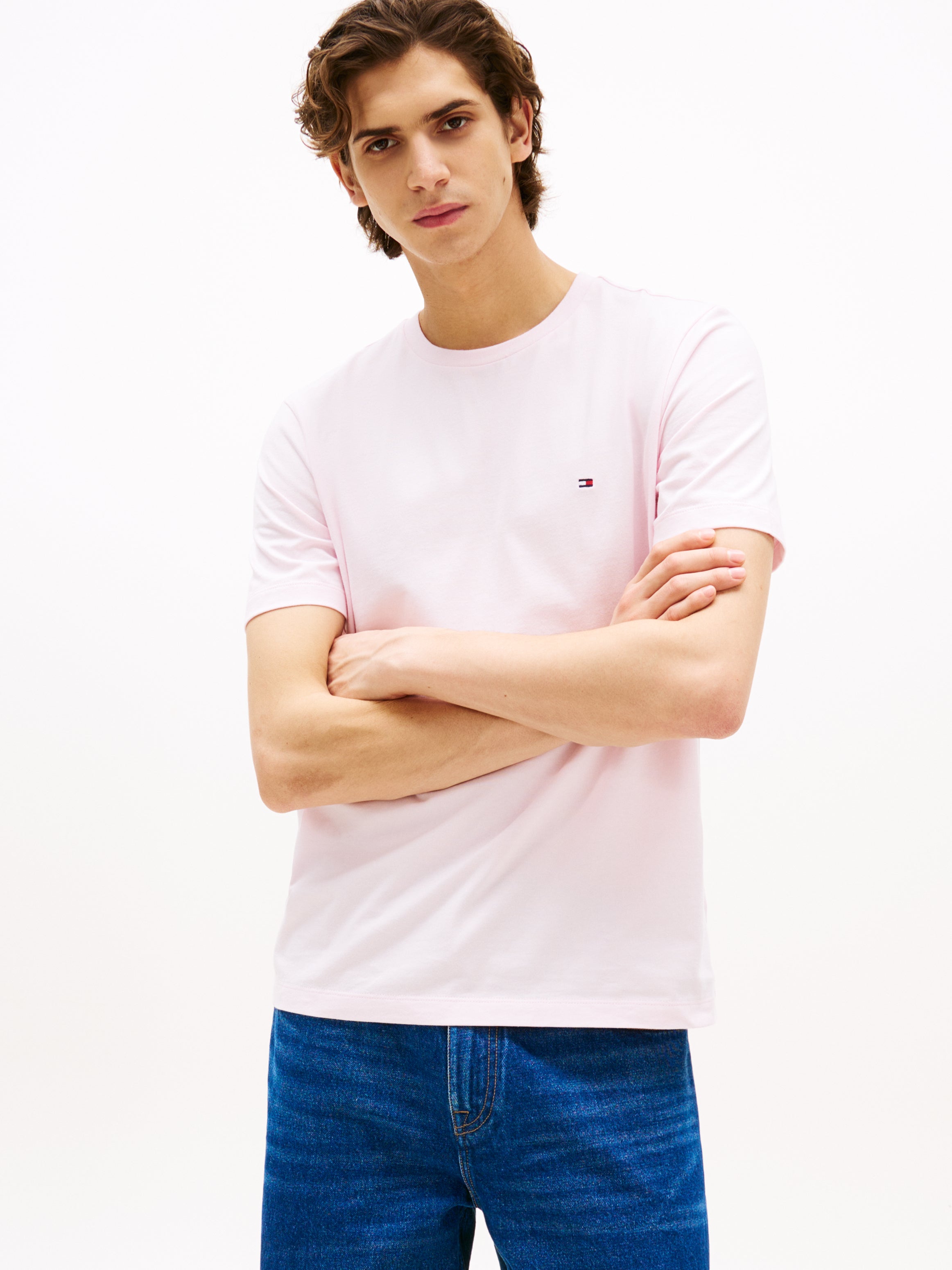 Tommy Hilfiger Regular Fit Solid Tee in Light Pink MW0MW39995