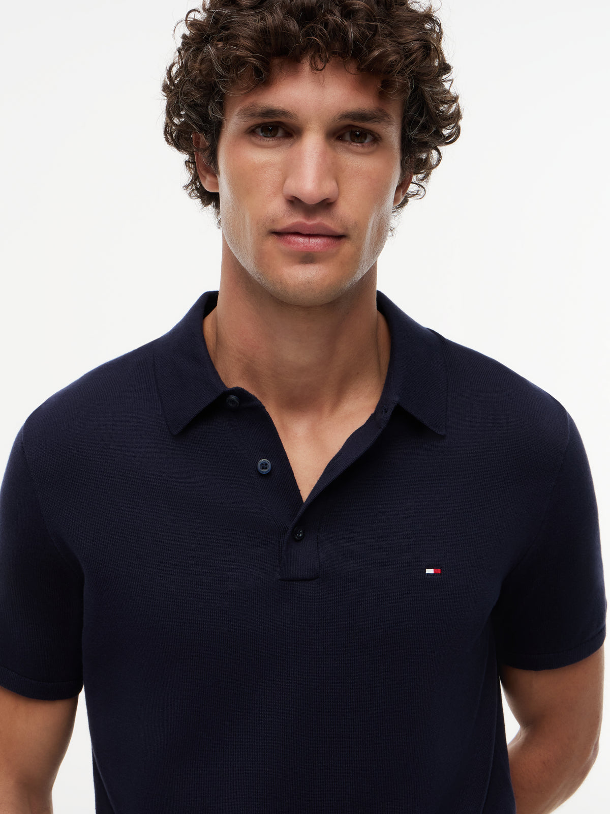 Tommy Hilfiger Navy Knitted Polo MW0MW37396 dw5