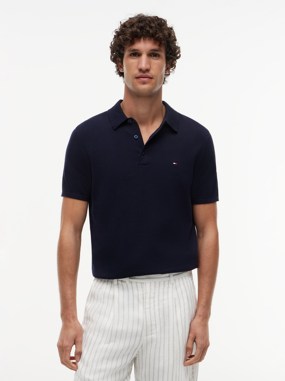 Tommy Hilfiger Navy Knitted Polo MW0MW37396 dw5