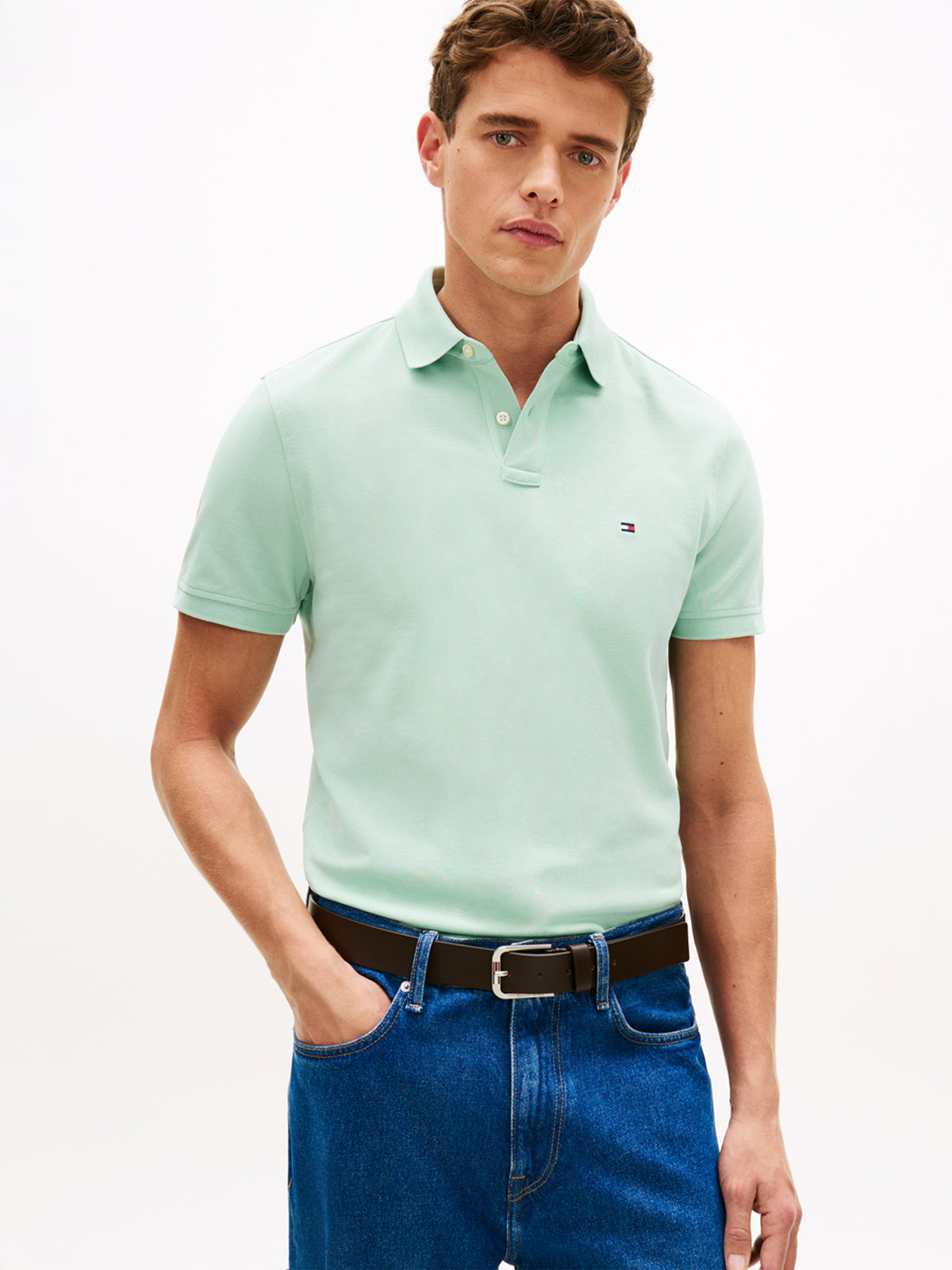 Tommy Hilfiger Crushed Mint Green Polo Shirt MW0MW17770 MAI