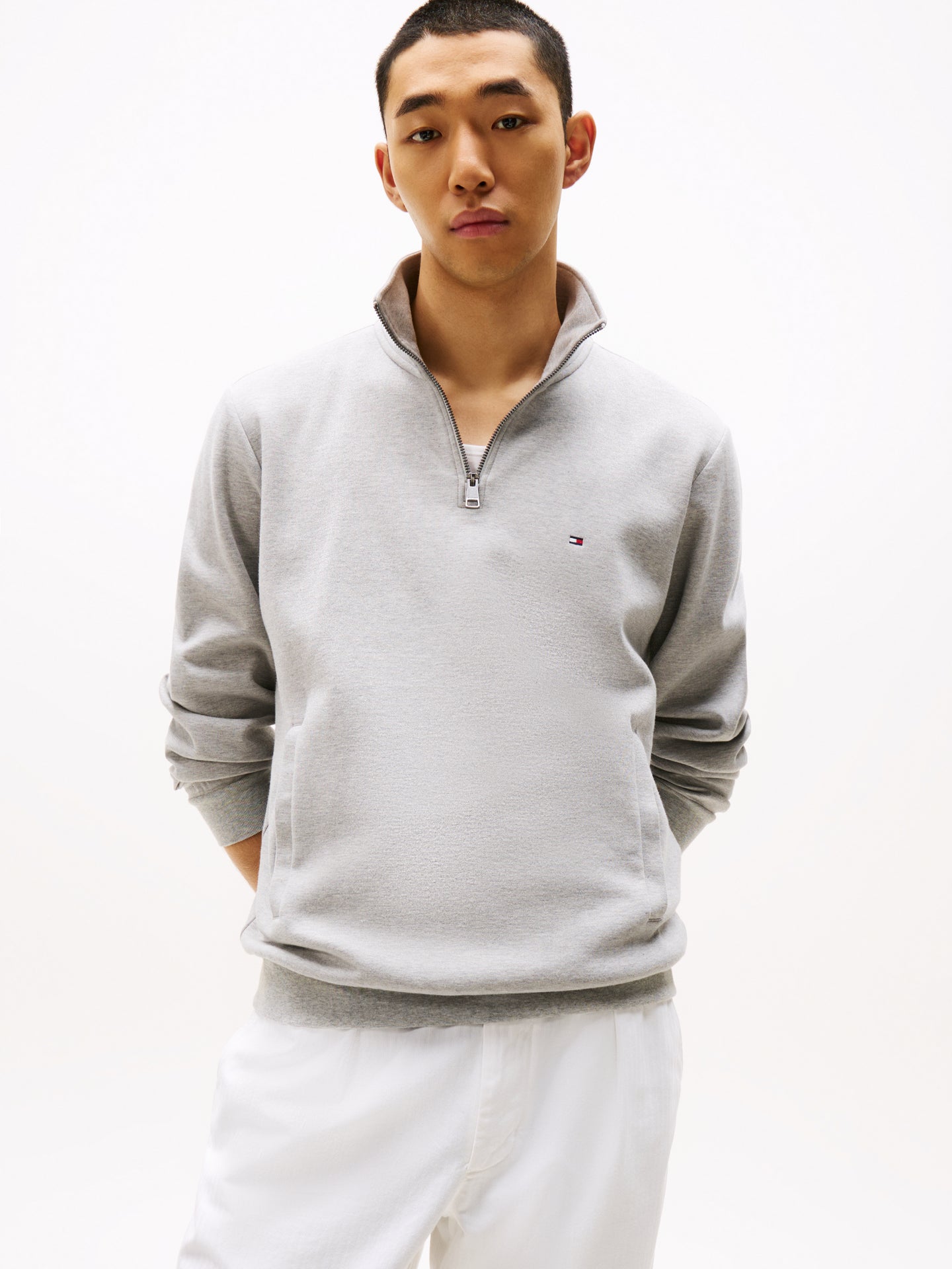 Tommy Hilfiger Grey Heather 1/2 Zip Sweat mw0mw36510 p01