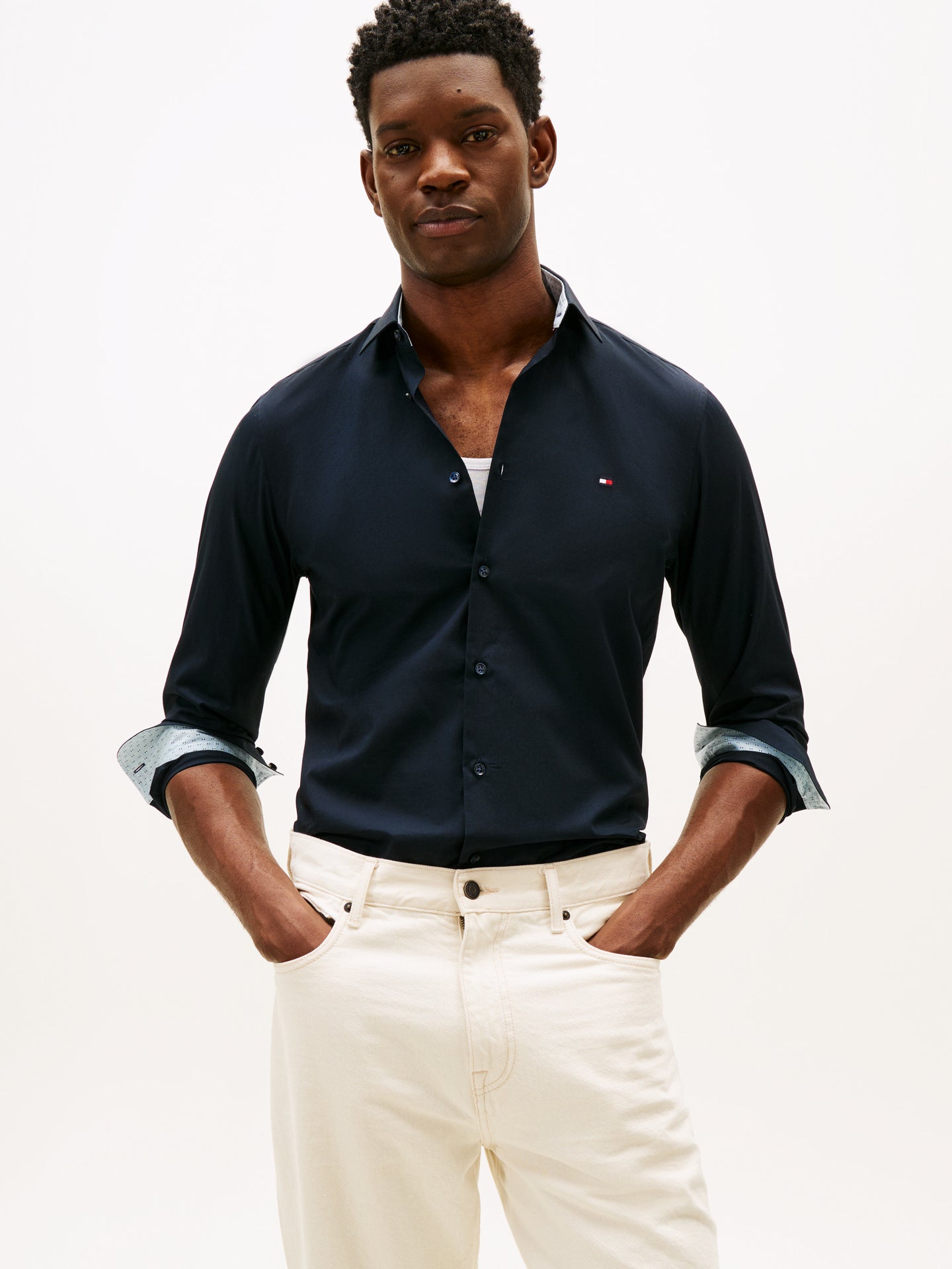 Tommy Hilfiger Slim Navy Shirt mw0mw41661 dw5