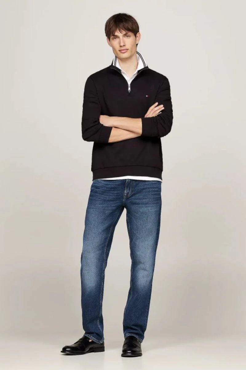 Tommy Hilfiger Black 1/2 Zip Sweat mw0mw36510 bds