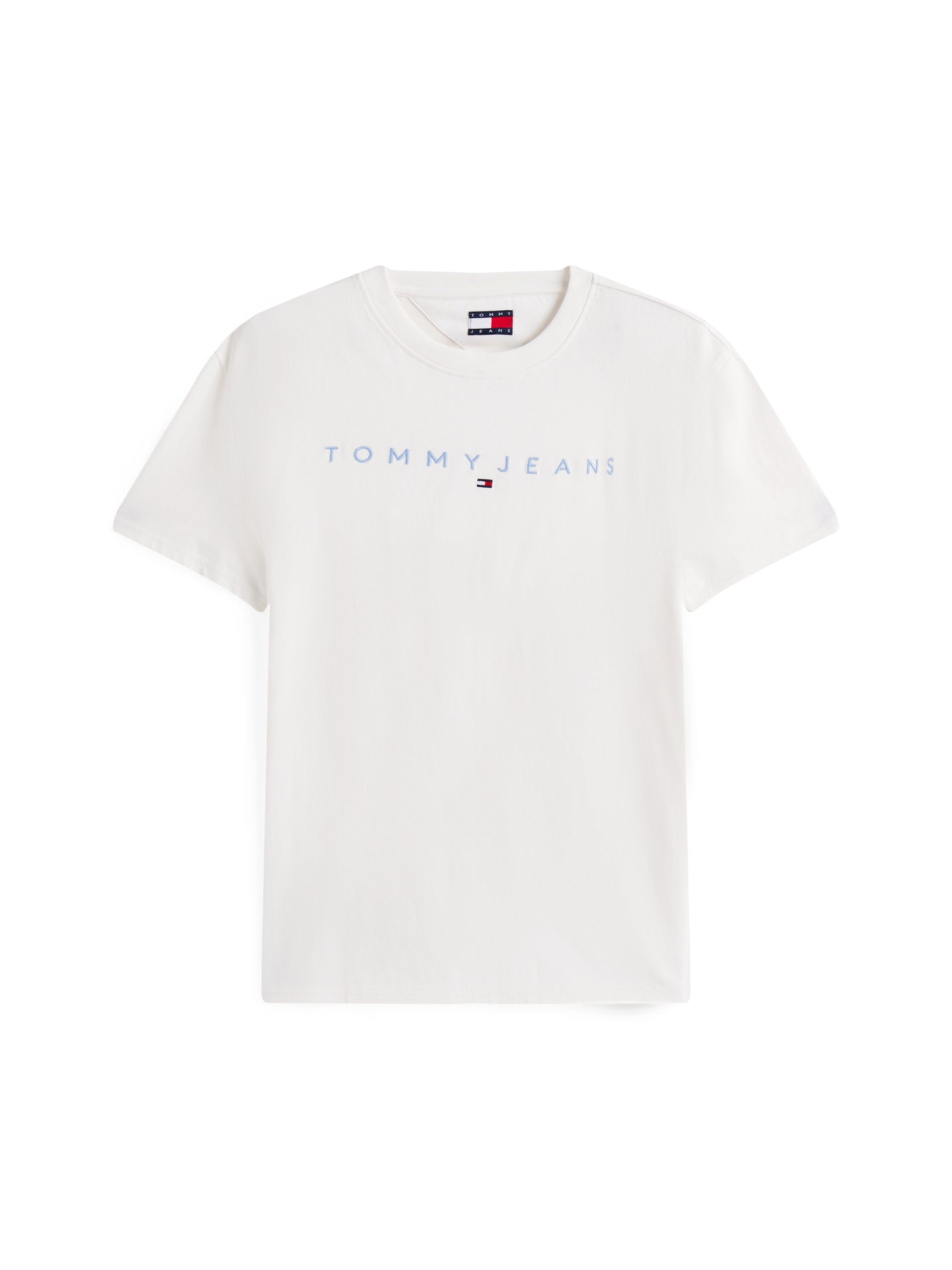 Tommy Jeans | Regular Fit Linear Logo Tee in Ecru | dm0dm20744 0k5