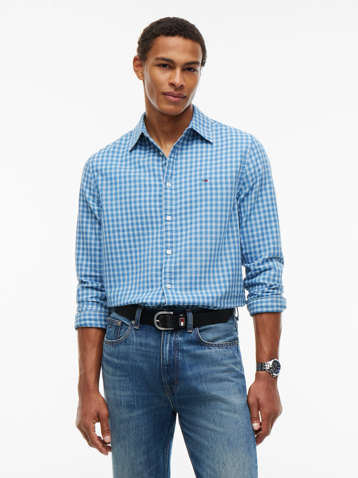 Tommy Jeans Blue Small Check Shirt DM0DM23721 0M6
