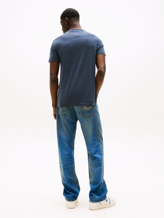 Tommy Jeans | Slim Fit Flag Tee in Navy Night Heather | DM0DM20363 C1G