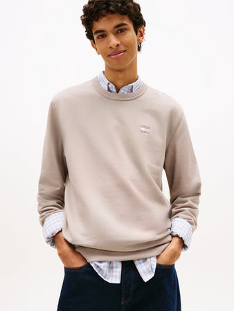 Tommy Jeans | Badge Terry Crew Sweatshirt in Limestone Beige | DM0DM22665 PKE