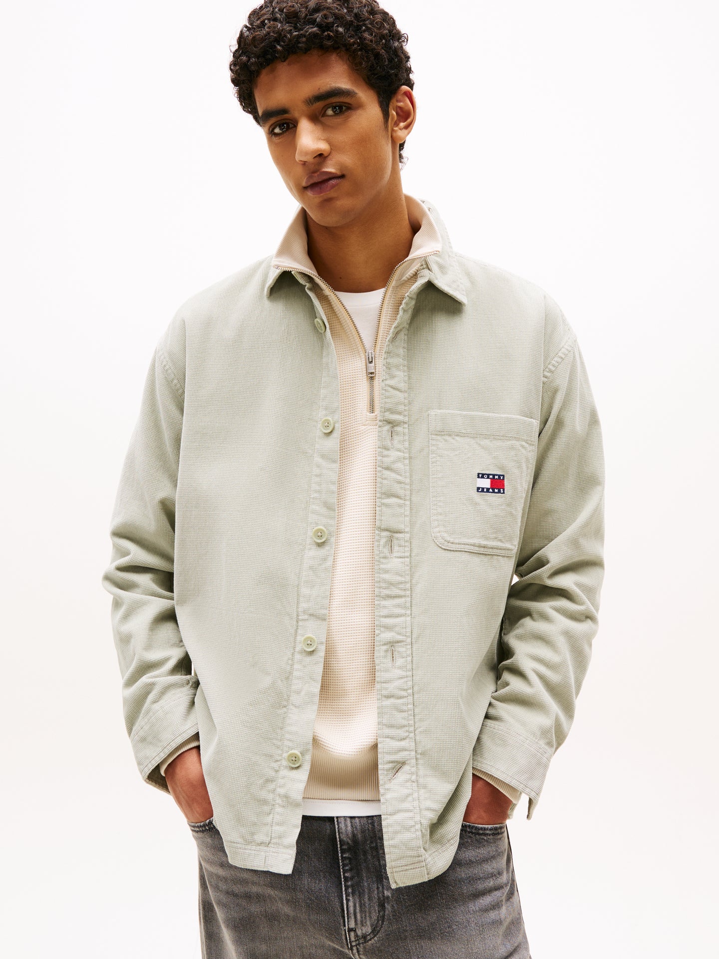 Tommy Jeans Overshirt Sage Green dm0dm21698 m1c