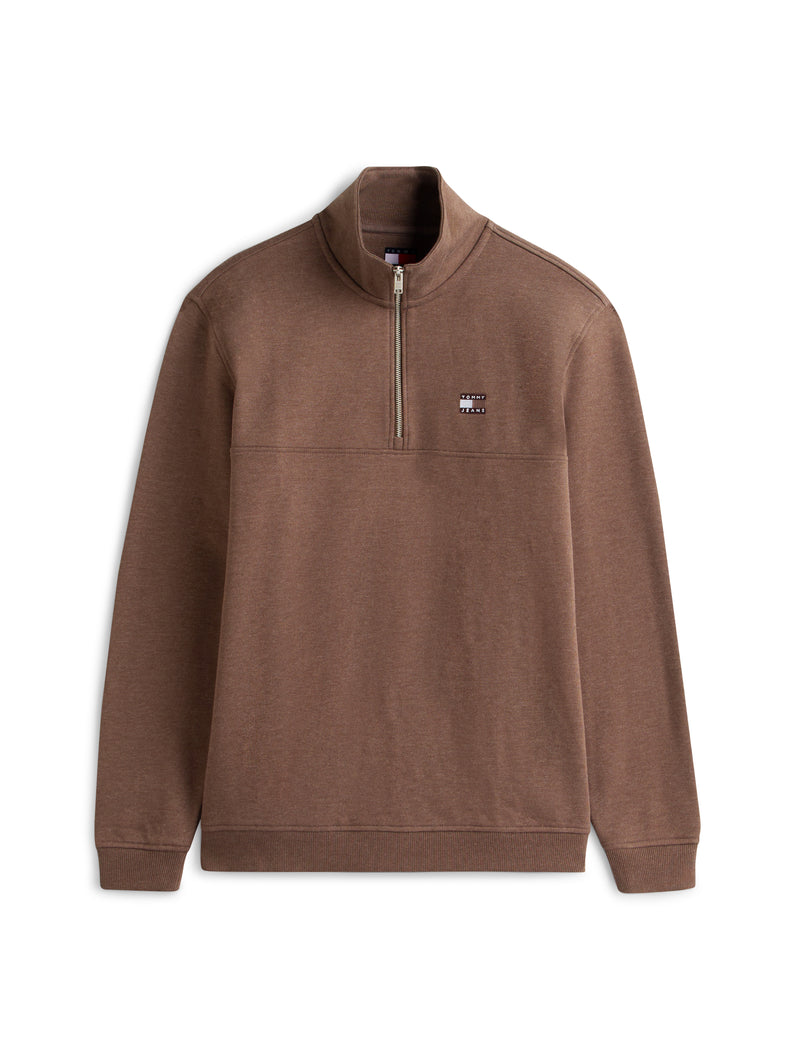 Tommy Jeans | Regular Badge Zip Sweat in Walnut Brown | dm0dm22344 gw1