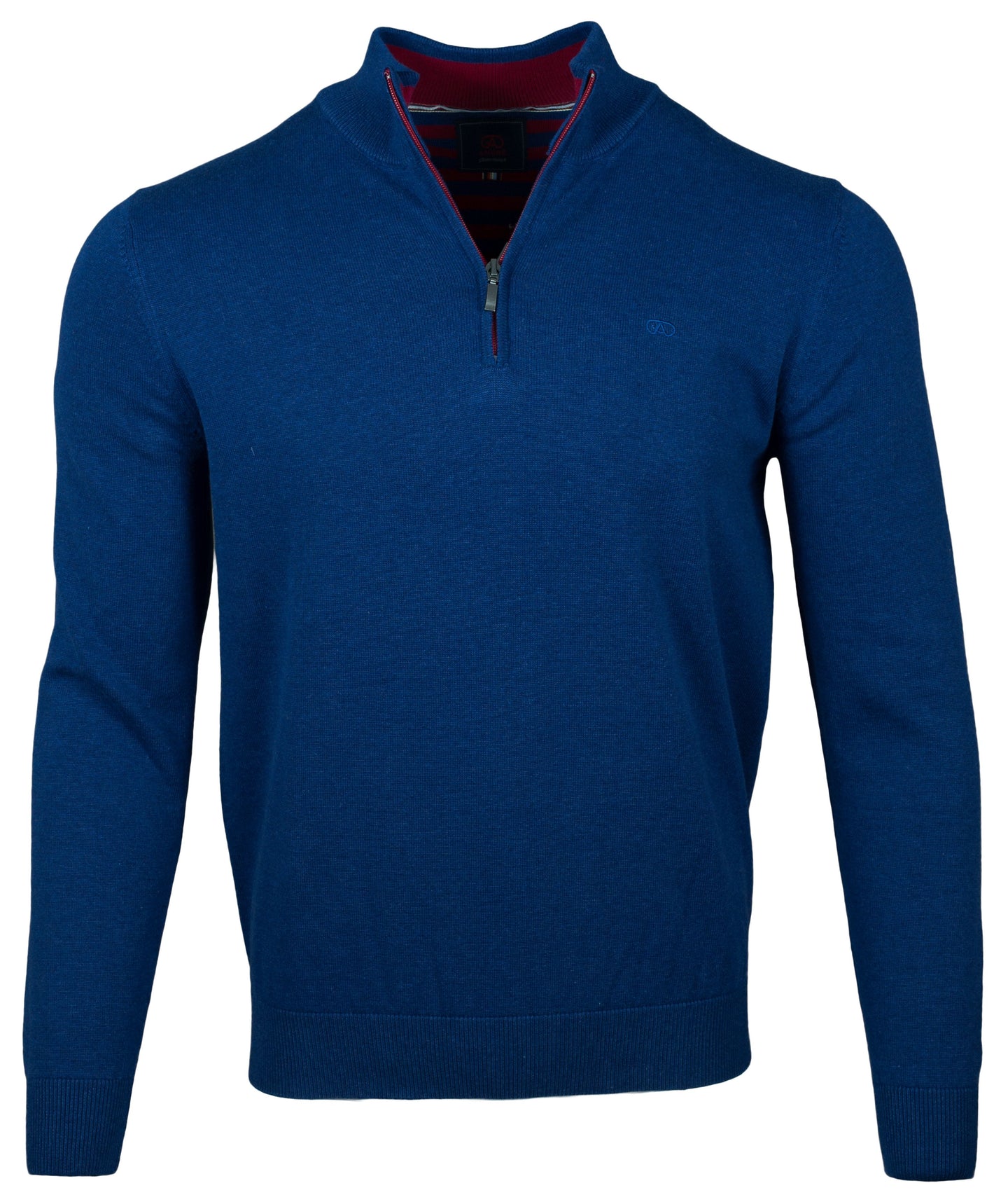 Andre | Cobalt Ink 1/2 Zip Cotton Jumper with Red Contrast | Tory