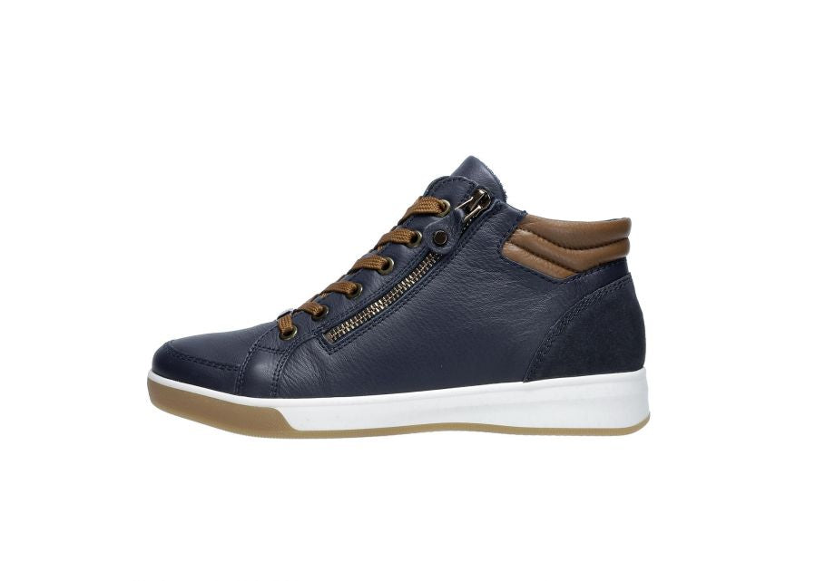 Ara | High Top Trainer Boots in Navy & Nuts | 12.24499.92